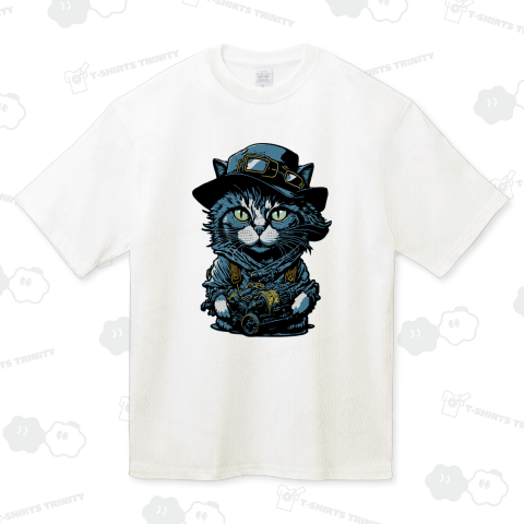 機械を持った帽子猫