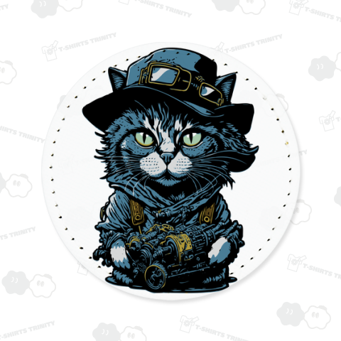 機械を持った帽子猫