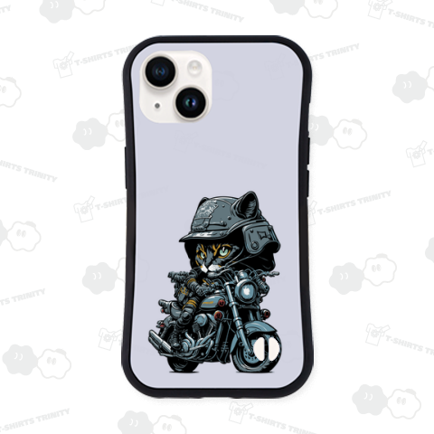 バイク乗りヘルメット猫