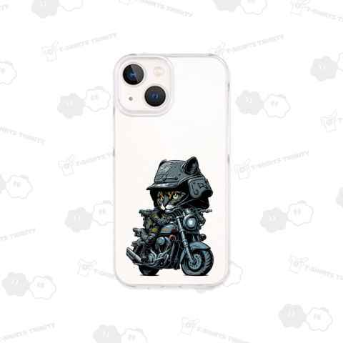 バイク乗りヘルメット猫