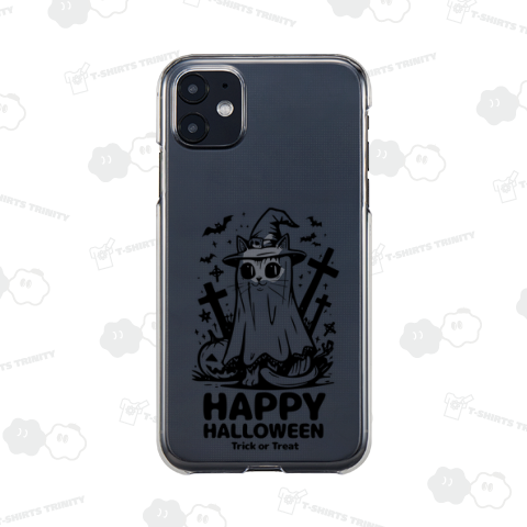 ハロウィン魔女帽子オバケ猫