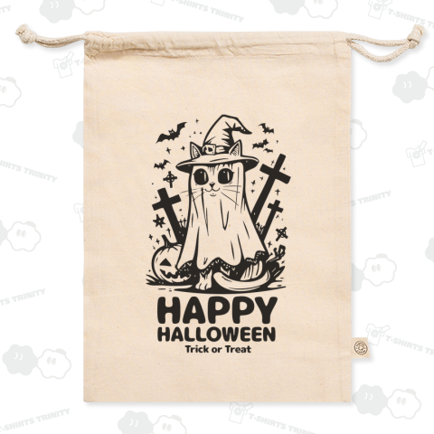 ハロウィン魔女帽子オバケ猫