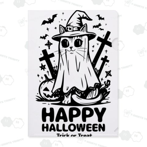 ハロウィン魔女帽子オバケ猫