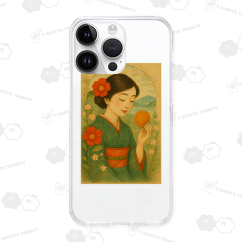 大判焼きを持つ女性[セピア]