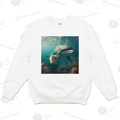 イルカと上手に並泳するこにゃんこ