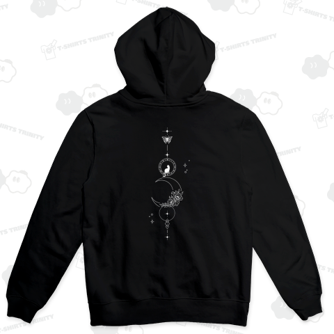 神秘的な黒猫時計【白イラスト】