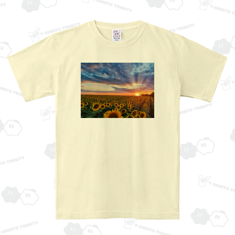 ひまわりと夕陽のパノラマTシャツ