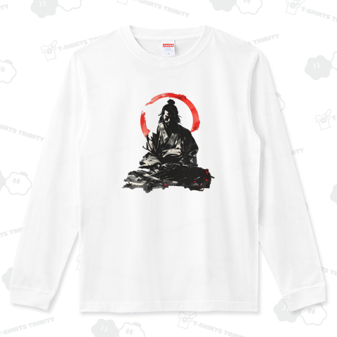 無心の侍 – 水墨画の侍が精神統一している和風アートTシャツ