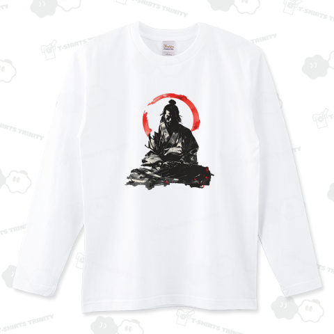 無心の侍 – 水墨画の侍が精神統一している和風アートTシャツ