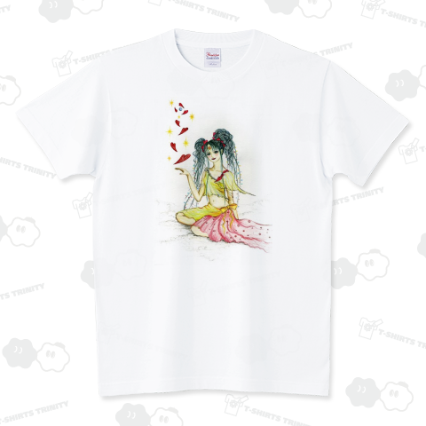 華の妖精 フリージア【個性的で珍しい女の子の手描きオリジナルイラストTシャツ】