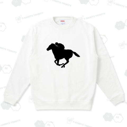 競馬の馬と騎手のモノトーンの影