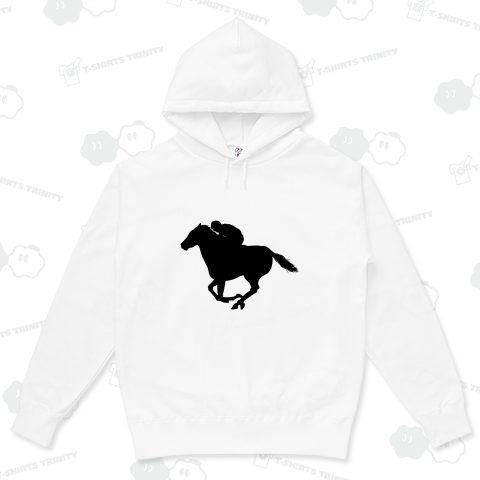 競馬の馬と騎手のモノトーンの影