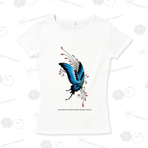 クールでスタイリッシュなブルー×レッドのバタフライ