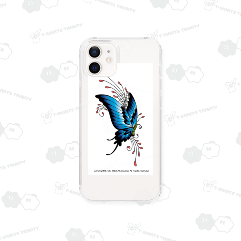 クールでスタイリッシュなブルー×レッドのバタフライ