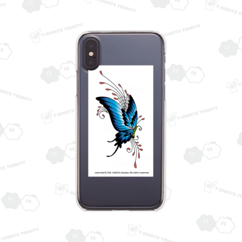 クールでスタイリッシュなブルー×レッドのバタフライ