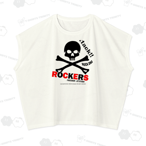 ロック魂を燃やすドクロと十字骨デザイン