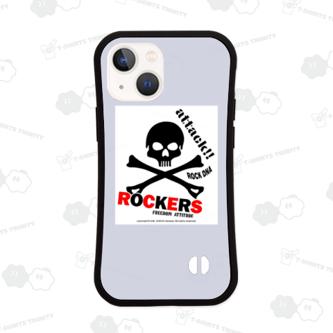 ロック魂を燃やすドクロと十字骨デザイン