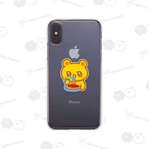 黙々とスパゲッティを食べるクマ