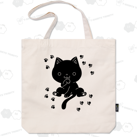 黒猫シルエット足跡付き