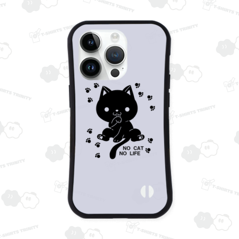 黒猫のシルエット風・足跡と文字付