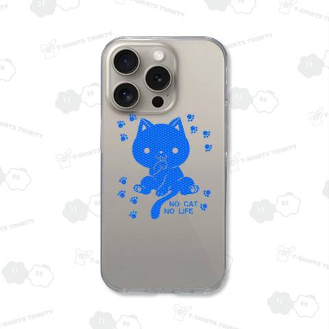 和柄・青海波・猫のシルエット風