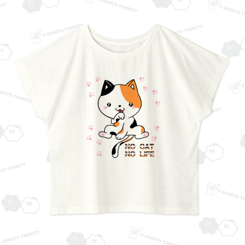 三毛猫のお座りポーズ・文字と足跡