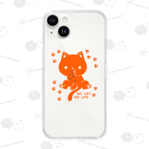 和柄の菱青海波・猫のシルエット風