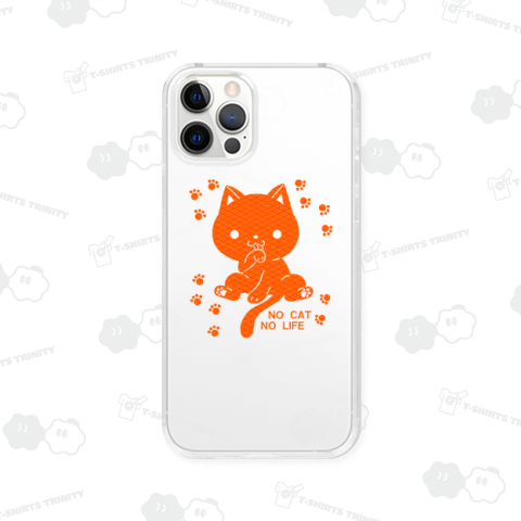 和柄の菱青海波・猫のシルエット風