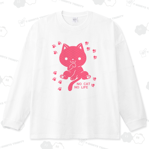 和柄の菱青海波・猫のシルエット風