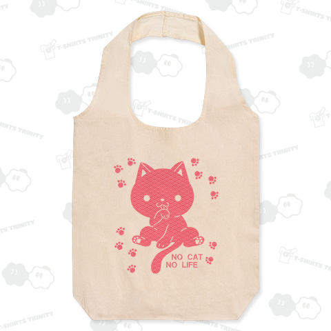 和柄の菱青海波・猫のシルエット風