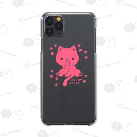 和柄の菱青海波・猫のシルエット風