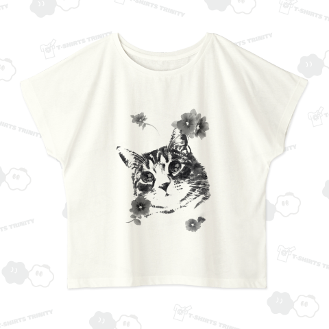 猫とアメリカンブルー モノクロ