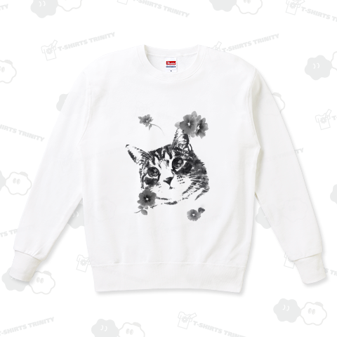 猫とアメリカンブルー モノクロ