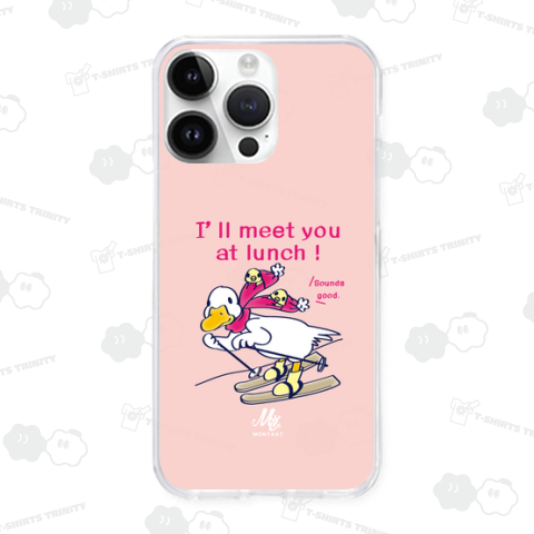 あひるのおひるさんのスキー*スマホケース*ピンク