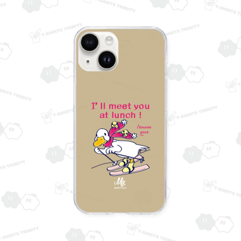 あひるのおひるさんのスキー*スマホケース*ブラウン