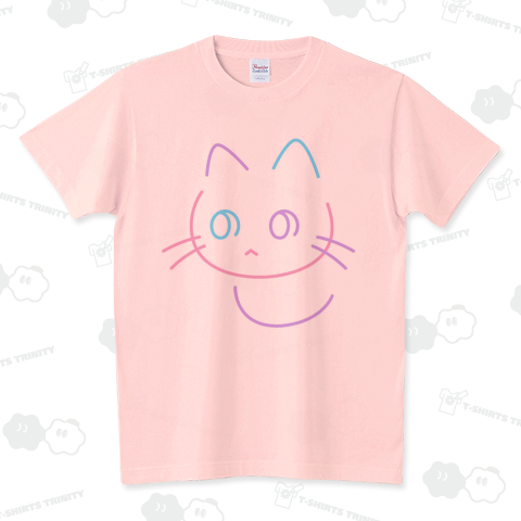 「へのへのもへじ」で描いた猫 パステルカラー スタンダードTシャツ(5.6オンス)