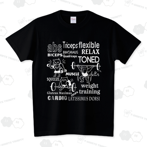 筋トレ猫ー筋肉名称 Tシャツ スタンダードTシャツ(5.6オンス)