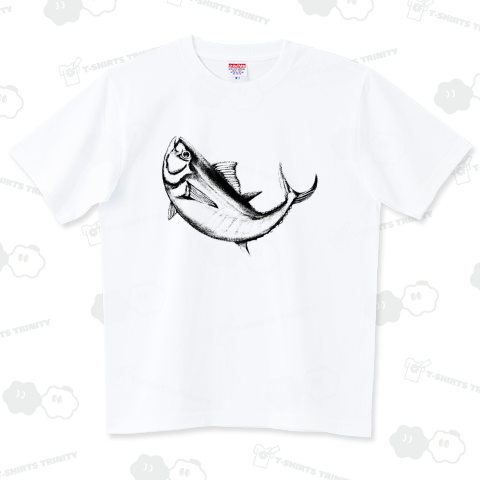 リアルなジャンピングマグロの墨絵