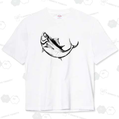 リアルなジャンピングマグロの墨絵