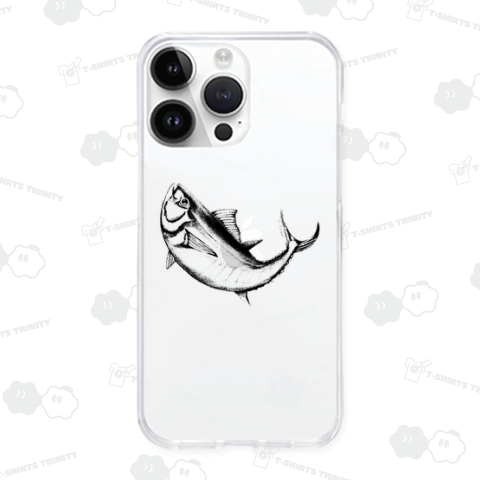 リアルなジャンピングマグロの墨絵