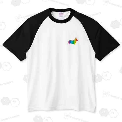 カラフルコーギーシルエット - 左胸ワンポイント