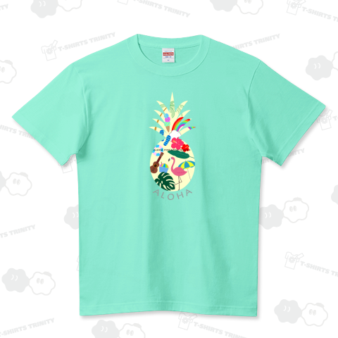 トロピカルサマーパイナップル 021 ハイクオリティーTシャツ(5.6オンス)
