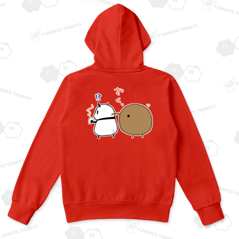 【背後】夜道に現れパンダをつつくキーウィ・バックプリント【注意】