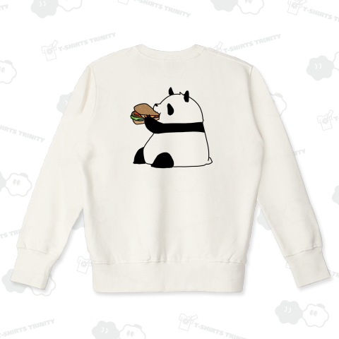ハンバーガーをゲットしてご満悦のパンダ【背面プリント】