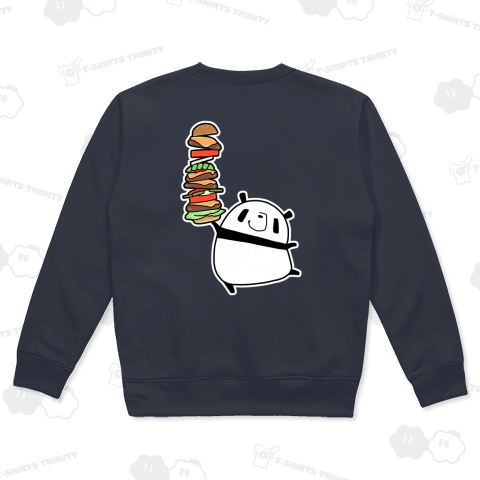 具沢山のハンバーガーをゲットしてご満悦のパンダ【背面プリント】