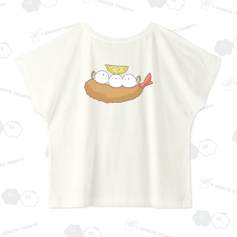 座り心地の良いエビフライをゲットしてご満悦のシマエナガ【背面プリント】