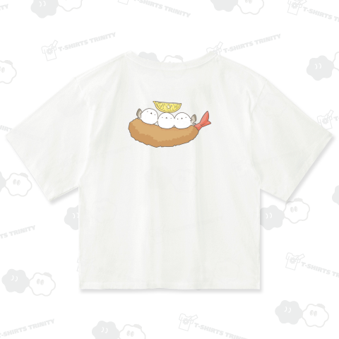 座り心地の良いエビフライをゲットしてご満悦のシマエナガ【背面プリント】