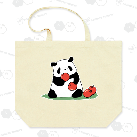 美味しいリンゴをゲットしてご満悦のパンダ