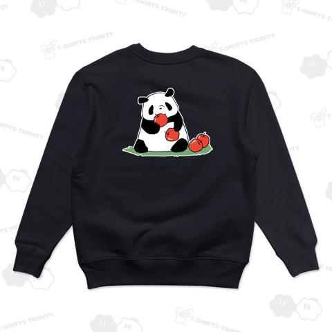 美味しいリンゴをゲットしてご満悦のパンダ【背面プリント】