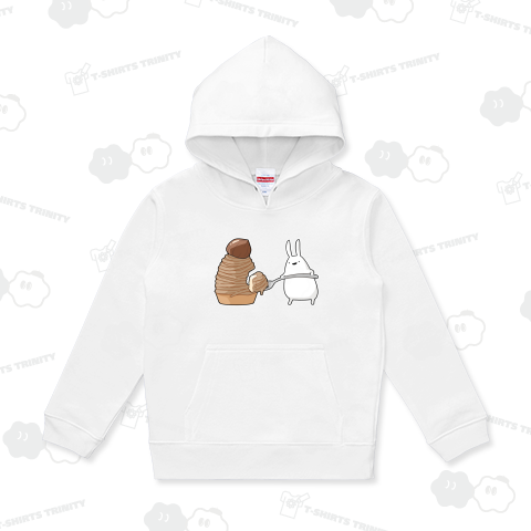 美味しそうなモンブランをゲットしてご満悦のうさぎ